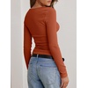 image:imageANRABESS Womens Cowl Neck Long Sleeve ShirtsSoft Ribbed Knit Crop Tops with Side RuchedCasual amp Going Out Tshirts for FallBurnt Orange