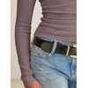 image:imageANRABESS Womens Cowl Neck Long Sleeve ShirtsSoft Ribbed Knit Crop Tops with Side RuchedCasual amp Going Out Tshirts for FallDusty Pink