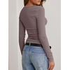 image:imageANRABESS Womens Cowl Neck Long Sleeve ShirtsSoft Ribbed Knit Crop Tops with Side RuchedCasual amp Going Out Tshirts for FallDusty Pink