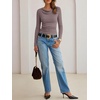 image:imageANRABESS Womens Cowl Neck Long Sleeve ShirtsSoft Ribbed Knit Crop Tops with Side RuchedCasual amp Going Out Tshirts for FallDusty Pink
