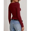 image:imageANRABESS Womens Cowl Neck Long Sleeve ShirtsSoft Ribbed Knit Crop Tops with Side RuchedCasual amp Going Out Tshirts for FallRed