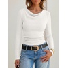 image:imageANRABESS Womens Cowl Neck Long Sleeve ShirtsSoft Ribbed Knit Crop Tops with Side RuchedCasual amp Going Out Tshirts for FallWhite