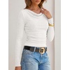 image:imageANRABESS Womens Cowl Neck Long Sleeve ShirtsSoft Ribbed Knit Crop Tops with Side RuchedCasual amp Going Out Tshirts for FallWhite