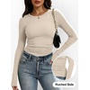 image:imageANRABESS Womens Long Sleeve Ruched Tops  Crew Neck Slim Fitted Basic Tee Shirt Soft Ribbed Stretchy Layer Fall Winter Business Casual amp Work amp Travel Everyday WearBeige