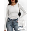 image:imageANRABESS Womens Long Sleeve Ruched Tops  Crew Neck Slim Fitted Basic Tee Shirt Soft Ribbed Stretchy Layer Fall Winter Business Casual amp Work amp Travel Everyday WearWhite