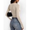 image:imageANRABESS Womens Long Sleeve Ruched Tops  Crew Neck Slim Fitted Basic Tee Shirt Soft Ribbed Stretchy Layer Fall Winter Business Casual amp Work amp Travel Everyday WearBeige