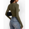 image:imageANRABESS Womens Long Sleeve Ruched Tops  Crew Neck Slim Fitted Basic Tee Shirt Soft Ribbed Stretchy Layer Fall Winter Business Casual amp Work amp Travel Everyday WearOlive Green
