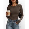 image:imageANRABESS Womens Long Sleeve Ruched Tops  Crew Neck Slim Fitted Basic Tee Shirt Soft Ribbed Stretchy Layer Fall Winter Business Casual amp Work amp Travel Everyday WearCoffee