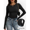 image:imageANRABESS Womens Long Sleeve Ruched Tops  Crew Neck Slim Fitted Basic Tee Shirt Soft Ribbed Stretchy Layer Fall Winter Business Casual amp Work amp Travel Everyday WearBlack