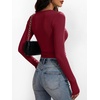 image:imageANRABESS Womens Long Sleeve Ruched Tops  Crew Neck Slim Fitted Basic Tee Shirt Soft Ribbed Stretchy Layer Fall Winter Business Casual amp Work amp Travel Everyday WearWine Red