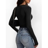 image:imageANRABESS Womens Long Sleeve Ruched Tops  Crew Neck Slim Fitted Basic Tee Shirt Soft Ribbed Stretchy Layer Fall Winter Business Casual amp Work amp Travel Everyday WearBlack