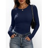 image:imageANRABESS Womens Long Sleeve Ruched Tops  Crew Neck Slim Fitted Basic Tee Shirt Soft Ribbed Stretchy Layer Fall Winter Business Casual amp Work amp Travel Everyday WearNavy Blue