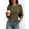 image:imageANRABESS Womens Long Sleeve Ruched Tops  Crew Neck Slim Fitted Basic Tee Shirt Soft Ribbed Stretchy Layer Fall Winter Business Casual amp Work amp Travel Everyday WearOlive Green