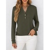 image:imageANRABESS Womens Long Sleeve Shirts 2026 Spring Fashion Dressy Casual Tops Trendy Henley Blouses Cute Work Outfits ClothesArmy Green