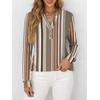 image:imageANRABESS Womens Long Sleeve Shirts 2026 Spring Fashion Dressy Casual Tops Trendy Henley Blouses Cute Work Outfits ClothesBrown White Strip