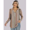 image:imageANRABESS Womens Long Sleeve Shirts 2026 Spring Fashion Dressy Casual Tops Trendy Henley Blouses Cute Work Outfits ClothesBrown White Strip