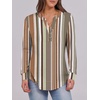 image:imageANRABESS Womens Long Sleeve Shirts 2026 Spring Fashion Dressy Casual Tops Trendy Henley Blouses Cute Work Outfits ClothesBrown White Strip