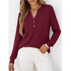 image:imageANRABESS Womens Long Sleeve Shirts 2026 Spring Fashion Dressy Casual Tops Trendy Henley Blouses Cute Work Outfits ClothesBurgundy