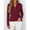 image:imageANRABESS Womens Long Sleeve Shirts 2026 Spring Fashion Dressy Casual Tops Trendy Henley Blouses Cute Work Outfits ClothesBurgundy