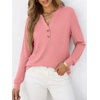 image:imageANRABESS Womens Long Sleeve Shirts 2026 Spring Fashion Dressy Casual Tops Trendy Henley Blouses Cute Work Outfits ClothesCoral Pink