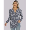 image:imageANRABESS Womens Long Sleeve Shirts 2026 Spring Fashion Dressy Casual Tops Trendy Henley Blouses Cute Work Outfits ClothesGrey White Floral