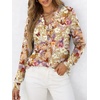 image:imageANRABESS Womens Long Sleeve Shirts 2026 Spring Fashion Dressy Casual Tops Trendy Henley Blouses Cute Work Outfits ClothesKhaki Beige Floral