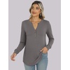 image:imageANRABESS Womens Long Sleeve Shirts 2026 Spring Fashion Dressy Casual Tops Trendy Henley Blouses Cute Work Outfits ClothesLight Taupe