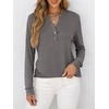 image:imageANRABESS Womens Long Sleeve Shirts 2026 Spring Fashion Dressy Casual Tops Trendy Henley Blouses Cute Work Outfits ClothesLight Taupe