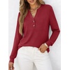 image:imageANRABESS Womens Long Sleeve Shirts 2026 Spring Fashion Dressy Casual Tops Trendy Henley Blouses Cute Work Outfits ClothesRed