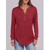 image:imageANRABESS Womens Long Sleeve Shirts 2026 Spring Fashion Dressy Casual Tops Trendy Henley Blouses Cute Work Outfits ClothesRed