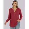 image:imageANRABESS Womens Long Sleeve Shirts 2026 Spring Fashion Dressy Casual Tops Trendy Henley Blouses Cute Work Outfits ClothesRed