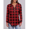 image:imageANRABESS Womens Long Sleeve Shirts 2026 Spring Fashion Dressy Casual Tops Trendy Henley Blouses Cute Work Outfits ClothesRed Black Plaid