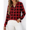 image:imageANRABESS Womens Long Sleeve Shirts 2026 Spring Fashion Dressy Casual Tops Trendy Henley Blouses Cute Work Outfits ClothesRed Black Plaid