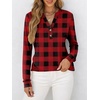 image:imageANRABESS Womens Long Sleeve Shirts 2026 Spring Fashion Dressy Casual Tops Trendy Henley Blouses Cute Work Outfits ClothesRed Black Plaid