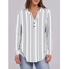 image:imageANRABESS Womens Long Sleeve Shirts 2026 Spring Fashion Dressy Casual Tops Trendy Henley Blouses Cute Work Outfits ClothesWhite Grey Strip