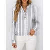 image:imageANRABESS Womens Long Sleeve Shirts 2026 Spring Fashion Dressy Casual Tops Trendy Henley Blouses Cute Work Outfits ClothesWhite Grey Strip