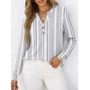 image:imageANRABESS Womens Long Sleeve Shirts 2026 Spring Fashion Dressy Casual Tops Trendy Henley Blouses Cute Work Outfits ClothesWhite Grey Strip