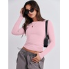image:imageANRABESS Womens Long Sleeve Shirts Built in Bra Top  Slim Fit Crew Neck Basic Tee Soft Comfy Breathable Casual Wear Going Out Travel Daily Spring Fall Layer Trendy OutfitsLight Pink