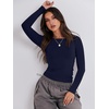 image:imageANRABESS Womens Long Sleeve Shirts Built in Bra Top  Slim Fit Crew Neck Basic Tee Soft Comfy Breathable Casual Wear Going Out Travel Daily Spring Fall Layer Trendy OutfitsNavy Blue
