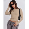 image:imageANRABESS Womens Long Sleeve Shirts Built in Bra Top  Slim Fit Crew Neck Basic Tee Soft Comfy Breathable Casual Wear Going Out Travel Daily Spring Fall Layer Trendy OutfitsLight Khaki
