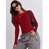 image:imageANRABESS Womens Long Sleeve Shirts Built in Bra Top  Slim Fit Crew Neck Basic Tee Soft Comfy Breathable Casual Wear Going Out Travel Daily Spring Fall Layer Trendy OutfitsRed