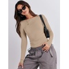 image:imageANRABESS Womens Long Sleeve Shirts Built in Bra Top  Slim Fit Crew Neck Basic Tee Soft Comfy Breathable Casual Wear Going Out Travel Daily Spring Fall Layer Trendy OutfitsLight Khaki