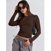 image:imageANRABESS Womens Long Sleeve Shirts Built in Bra Top  Slim Fit Crew Neck Basic Tee Soft Comfy Breathable Casual Wear Going Out Travel Daily Spring Fall Layer Trendy OutfitsBrown