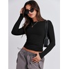 image:imageANRABESS Womens Long Sleeve Shirts Built in Bra Top  Slim Fit Crew Neck Basic Tee Soft Comfy Breathable Casual Wear Going Out Travel Daily Spring Fall Layer Trendy OutfitsBlack