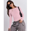 image:imageANRABESS Womens Long Sleeve Shirts Built in Bra Top  Slim Fit Crew Neck Basic Tee Soft Comfy Breathable Casual Wear Going Out Travel Daily Spring Fall Layer Trendy OutfitsLight Pink