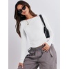 image:imageANRABESS Womens Long Sleeve Shirts Built in Bra Top  Slim Fit Crew Neck Basic Tee Soft Comfy Breathable Casual Wear Going Out Travel Daily Spring Fall Layer Trendy OutfitsWhite
