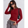 image:imageANRABESS Womens Long Sleeve Shirts Built in Bra Top  Slim Fit Crew Neck Basic Tee Soft Comfy Breathable Casual Wear Going Out Travel Daily Spring Fall Layer Trendy OutfitsRed
