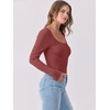 image:imageANRABESS Womens Long Sleeve Shirts Scoop Neck Ribbed Knit Slim Fitted Tops Casual Basic Tee 2026 Fall Fashion Outfits ClothesBrick Red