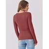 image:imageANRABESS Womens Long Sleeve Shirts Scoop Neck Ribbed Knit Slim Fitted Tops Casual Basic Tee 2026 Fall Fashion Outfits ClothesBrick Red