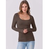 image:imageANRABESS Womens Long Sleeve Shirts Scoop Neck Ribbed Knit Slim Fitted Tops Casual Basic Tee 2026 Fall Fashion Outfits ClothesCoffee